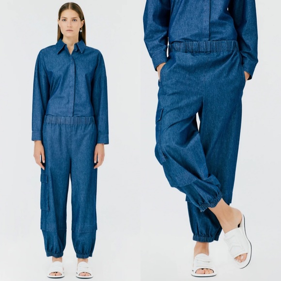 Tibi Light Weight Denim Pull On Wilt Jogger in Indigo Blue Size XXS